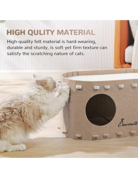 Refugio Grande para Gatos Hervimo 2 en 1 Camello 62x32.8cm Refugio Grande para Gatos Hervimo 2 en 1 Camello 62x32.8cm