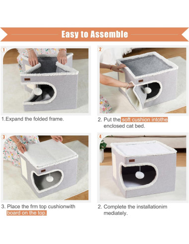 Cama para Gatos Garnpet Casa Cubo Gris 41.9x41.9x33cm