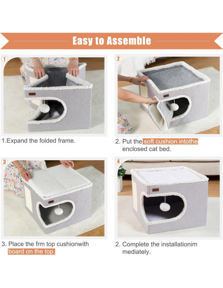 Cama para Gatos Garnpet Casa Cubo Gris 41.9x41.9x33cm Cama para Gatos Garnpet Casa Cubo Gris 41.9x41.9x33cm