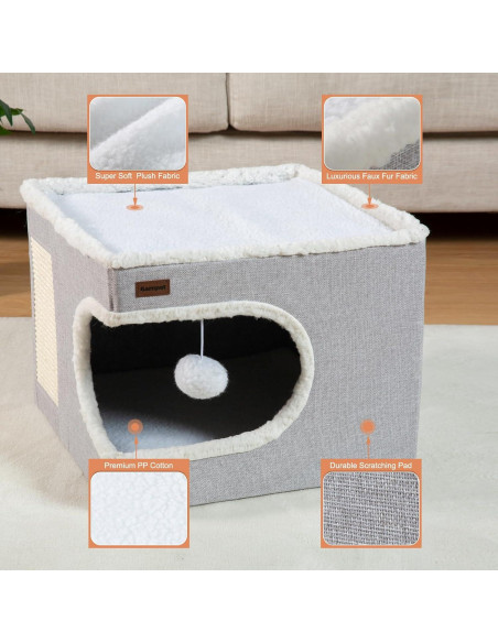 Cama para Gatos Garnpet Casa Cubo Gris 41.9x41.9x33cm Cama para Gatos Garnpet Casa Cubo Gris 41.9x41.9x33cm