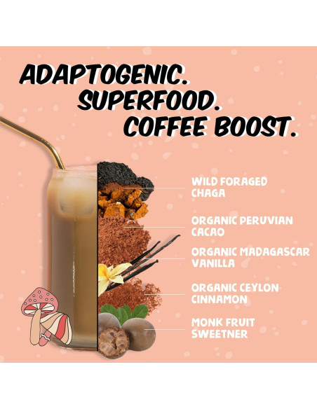 Renude Chagaccino - Polvo de Hongo Chaga 500mg - 10 Porciones Renude Chagaccino - Polvo de Hongo Chaga 500mg - 10 Porciones