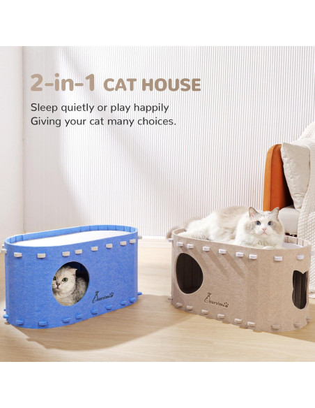 Refugio Grande para Gatos Hervimo 2 en 1 Camello 62x32.8cm Refugio Grande para Gatos Hervimo 2 en 1 Camello 62x32.8cm