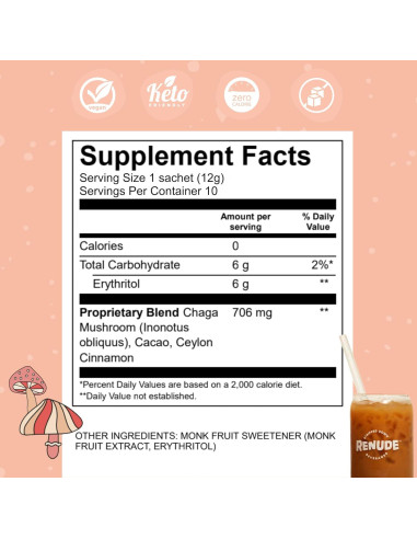 Renude Chagaccino - Polvo de Hongo Chaga 500mg - 10 Porciones