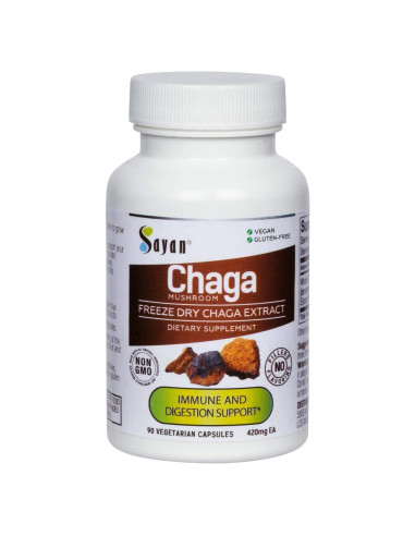 Extracto de Hongo Chaga Sayan - 90 Cápsulas 420mg - Antioxidante Vegano