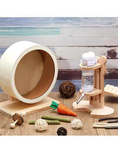 Juego de Rueda Silenciosa y Botella de Agua para Hámster