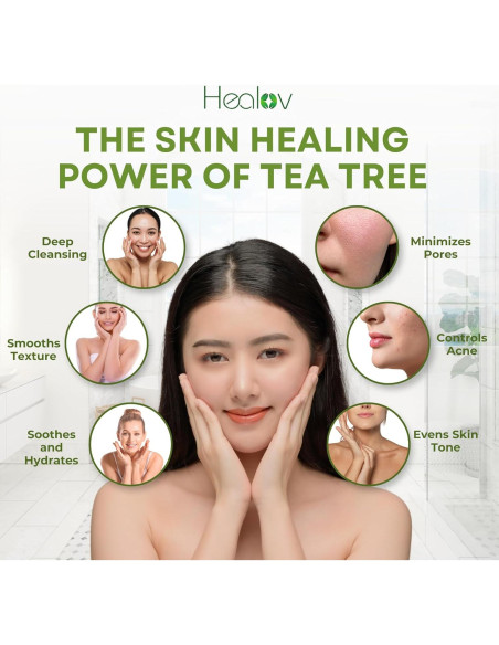 Limpiador Facial Natural Healov - Jabón de Árbol de Té 149g Limpiador Facial Natural Healov - Jabón de Árbol de Té 149g