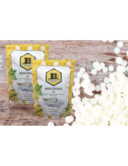 Pellets de Cera de Abeja Blanca Beesworks 450g Grado Cosmético Pellets de Cera de Abeja Blanca Beesworks 450g Grado Cosmético