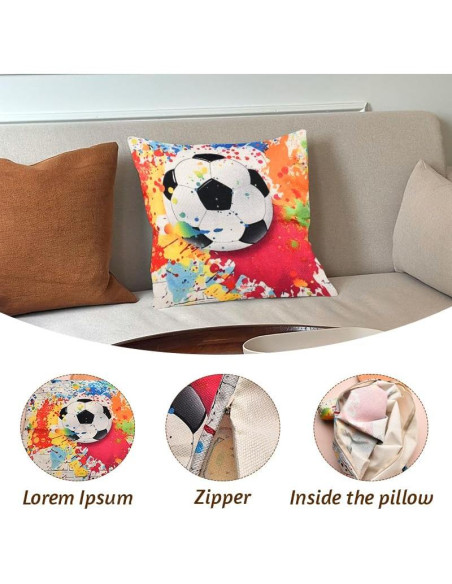 Funda de Almohada de Fútbol ShiQiao Spl 45x45cm con Cremallera Funda de Almohada de Fútbol ShiQiao Spl 45x45cm con Cremallera