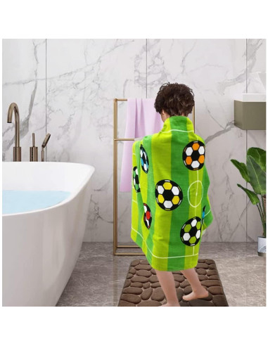 Toalla de Playa YIFONTIN 100% Algodón 122x61 cm Fútbol Rayas Verdes