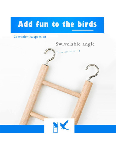 Escalera de Madera Natural LWINGFLYER 2 Piezas para Aves