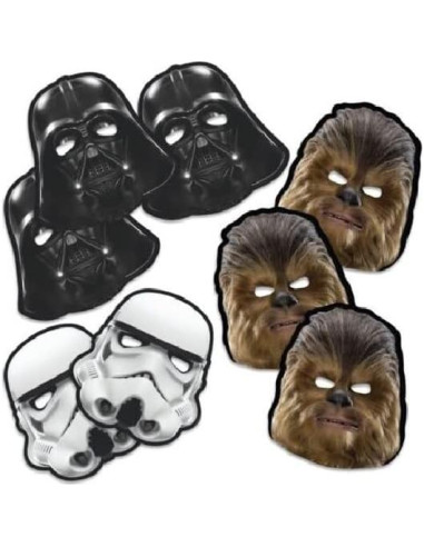 Suministros Fiesta Star Wars Único - 16 Máscaras + Stickers