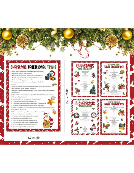 Juego de Trivia Navideña Whaline - 80 Tarjetas de Preguntas y Respuestas Juego de Trivia Navideña Whaline - 80 Tarjetas de Preguntas y Respuestas