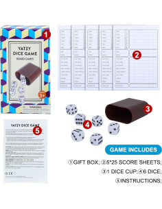 Juego de Dados Clásico Offelec - 6 Dados, 125 Hojas, 2-6 Jugadores 2