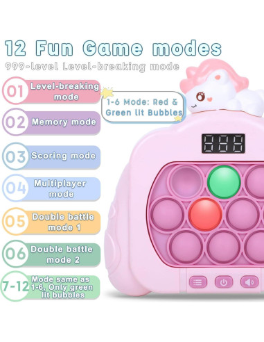 Juego Rápido de Empujar Pop Antiestrés HLXY con LED 12 Modos