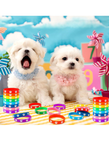56 Pulseras de Silicona con Huella de Perro JUNEBRUSHS