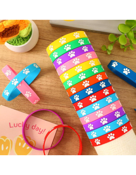56 Pulseras de Silicona con Huella de Perro JUNEBRUSHS 56 Pulseras de Silicona con Huella de Perro JUNEBRUSHS