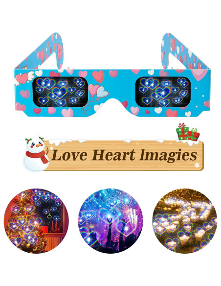 12 Gafas 3D Corazón DAHAKII para Fiestas y Festivales 12 Gafas 3D Corazón DAHAKII para Fiestas y Festivales