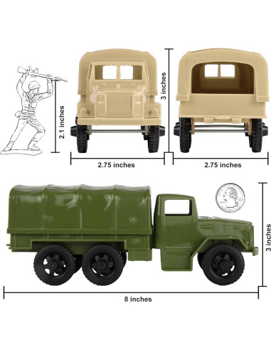 Camiones de Carga Deuce-and-a-Half TimMee - Verde OD y Tan 20.32cm