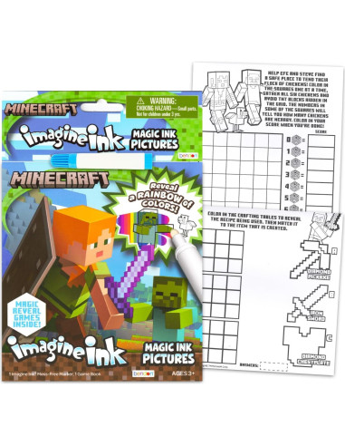 Conjunto de Libros para Colorear Minecraft Imagine Ink - 6 Páginas Mágicas