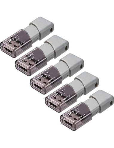 PNY Turbo Attaché 3 USB 3.0 Flash Drive 64GB Plata (Paquete de 5)