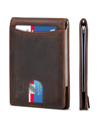 Cartera Minimalista de Cuero Genuino SERMAN BRANDS RFID