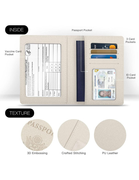 Funda de Pasaporte y Tarjeta de Vacuna VIDIVICI - 2 Piezas RFID Funda de Pasaporte y Tarjeta de Vacuna VIDIVICI - 2 Piezas RFID
