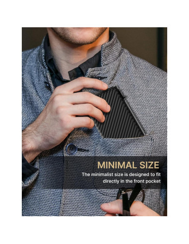 Cartera Minimalista para Hombre typecase - Cuero Genuino, RFID, Fibra de Carbono, 9-14 Tarjetas