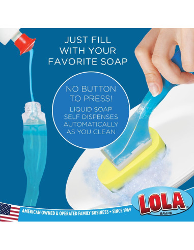 Cepillo de Platos LOLA con Dispensador de Jabón y 6 Recambios