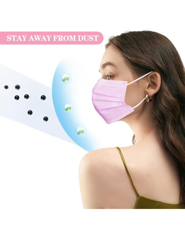 Mascarillas Desechables DC-BEAUTIFUL 100 Pcs 3 Capas Rosa