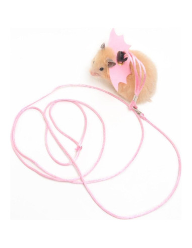 Arnés y Correa Ajustable para Hámsters y Reptiles Rosa