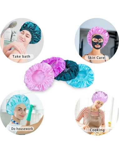 Gorros de Ducha Reutilizables CHFONG 4 PCS Impermeables