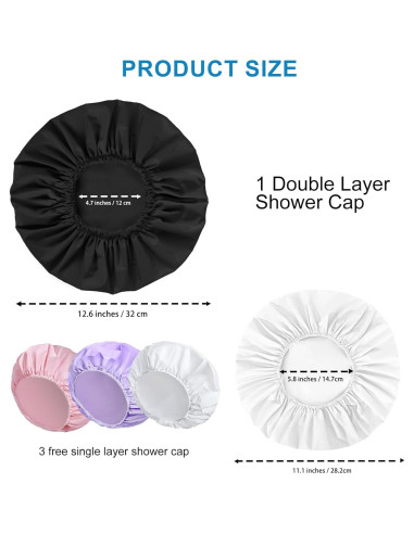 Set de 4 Gorros de Ducha Impermeables CHFONG - Doble Capa y Desechables