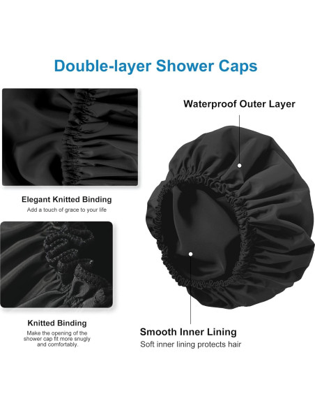 Set de 4 Gorros de Ducha Impermeables CHFONG - Doble Capa y Desechables Set de 4 Gorros de Ducha Impermeables CHFONG - Doble Capa y Desechables