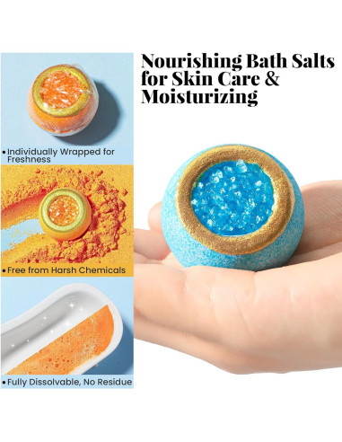 Juego de 12 Bombas de Baño de Cristal CLOUQUAR - Aromas Naturales