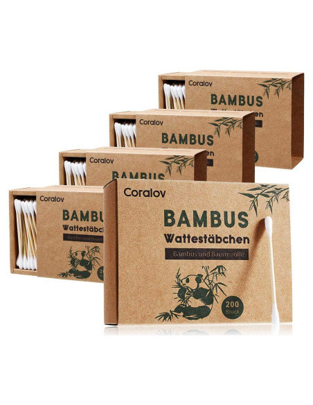 Hisopos de Algodón de Bambú Coralov 1000PCS Biodegradables Hisopos de Algodón de Bambú Coralov 1000PCS Biodegradables