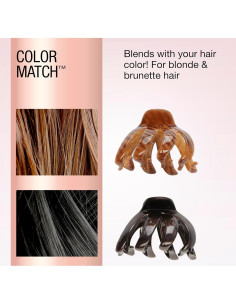 Pinzas para Cabello Scunci No-Slip Grip - 2 Unidades - Negro y Tortuga 2