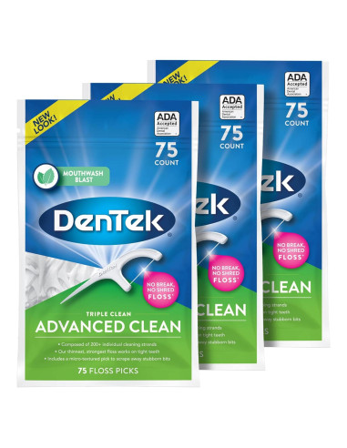 Palillos de Hilo Dental DenTek Triple Clean 75 Unidades x3