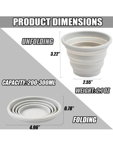 Taza Plegable de Silicona Carimee 300ml para Viaje y Camping