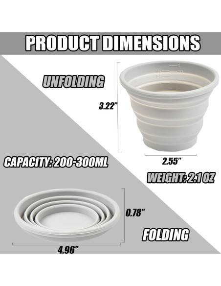 Taza Plegable de Silicona Carimee 300ml para Viaje y Camping Taza Plegable de Silicona Carimee 300ml para Viaje y Camping