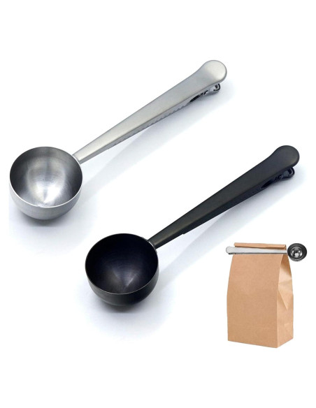 Set de 2 Cucharas Medidoras de Café con Clip Waxxy - Acero Inoxidable Set de 2 Cucharas Medidoras de Café con Clip Waxxy - Acero Inoxidable
