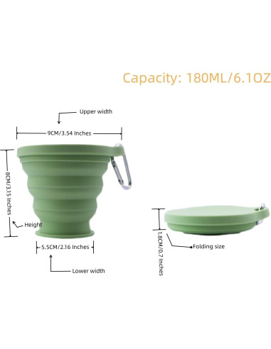 Taza Plegable de Silicona VVZOWW Verde 173.5g para Viaje