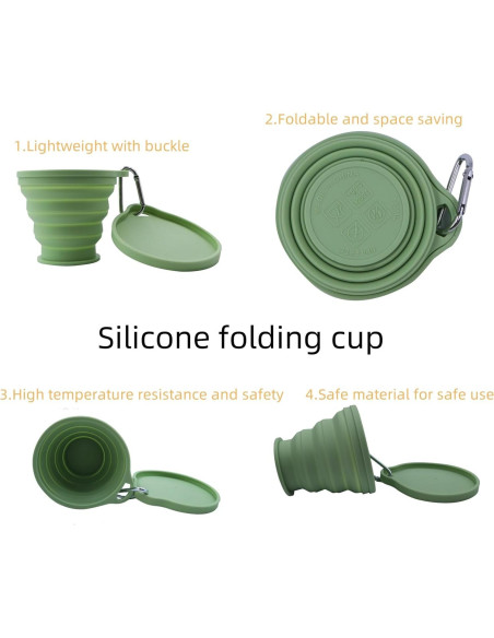 Taza Plegable de Silicona VVZOWW Verde 173.5g para Viaje Taza Plegable de Silicona VVZOWW Verde 173.5g para Viaje