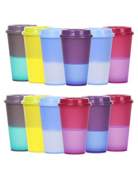 Tazas de café color cambiable Alohastarttg 16 oz - Paquete de 12 Tazas de café color cambiable Alohastarttg 16 oz - Paquete de 12