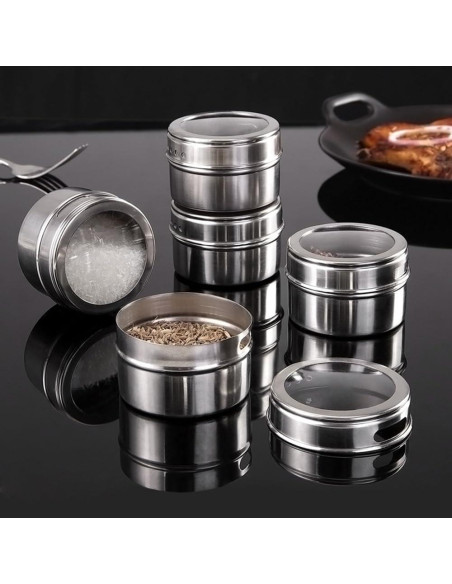 Set de 6 Latas Magnéticas para Especias XZJMY Acero Inoxidable Set de 6 Latas Magnéticas para Especias XZJMY Acero Inoxidable