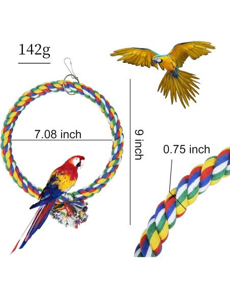 Columpio para Pájaro WishLotus de Cuerda de Algodón 18cm Columpio para Pájaro WishLotus de Cuerda de Algodón 18cm