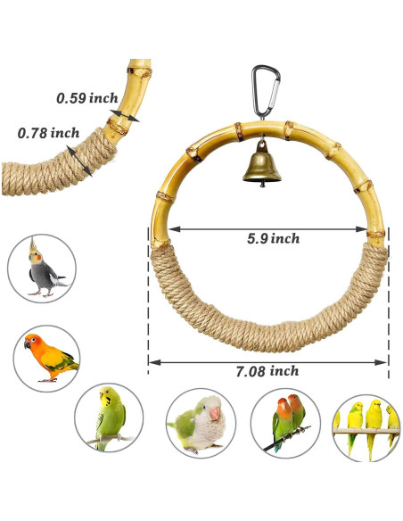 Columpio de Madera Natural Jevnd para Periquitos y Loros Columpio de Madera Natural Jevnd para Periquitos y Loros