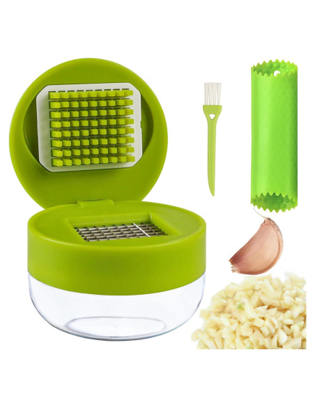 Prensa de Ajo Acero Inoxidable con Pelador y Cepillo - 3 en 1 Prensa de Ajo Acero Inoxidable con Pelador y Cepillo - 3 en 1
