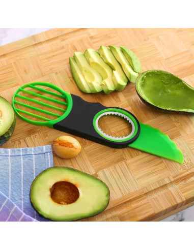 Cortador de Aguacate 3 en 1 Genérico Acero Inoxidable Verde