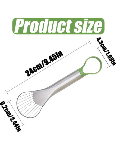 Cortador de Aguacate Wvapzwr 2 en 1 Acero Inoxidable 24 cm