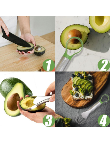Cortador de Aguacate Wvapzwr 2 en 1 Acero Inoxidable 24 cm Cortador de Aguacate Wvapzwr 2 en 1 Acero Inoxidable 24 cm